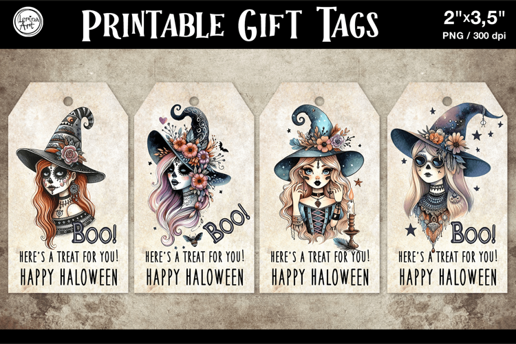 Halloween Gift Tags| Witch | PNG