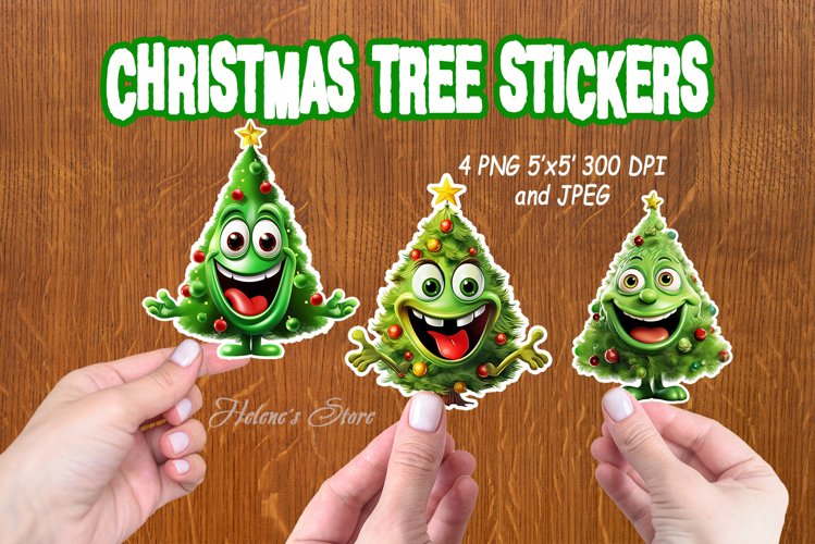 Christmas Printable stickers | Funny Christmas tree stikers