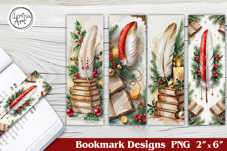 Christmas Feather Printable Bookmark 4 PNG