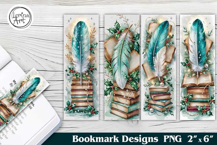 Christmas Feather Printable Bookmark 4 PNG