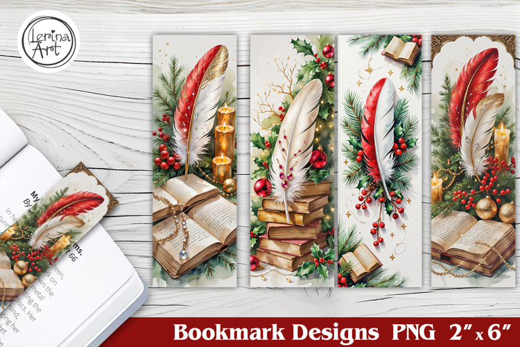 Christmas Feather Printable Bookmark 4 PNG