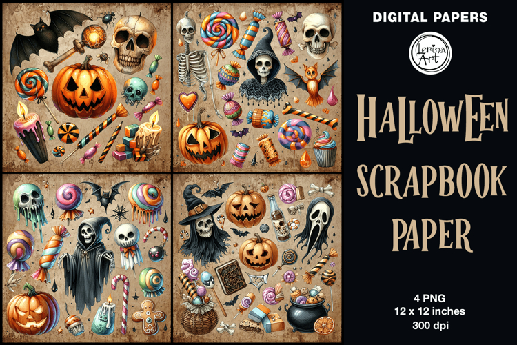 Halloween digital papers. Junk Journal page. Scrapbook