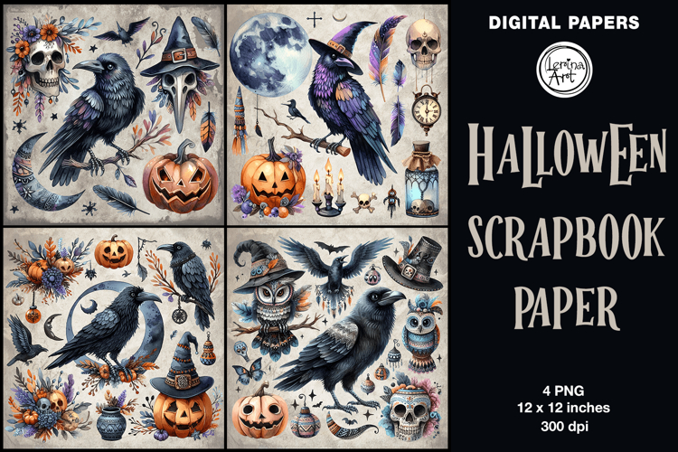 Halloween digital papers. Junk Journal page. Scrapbook