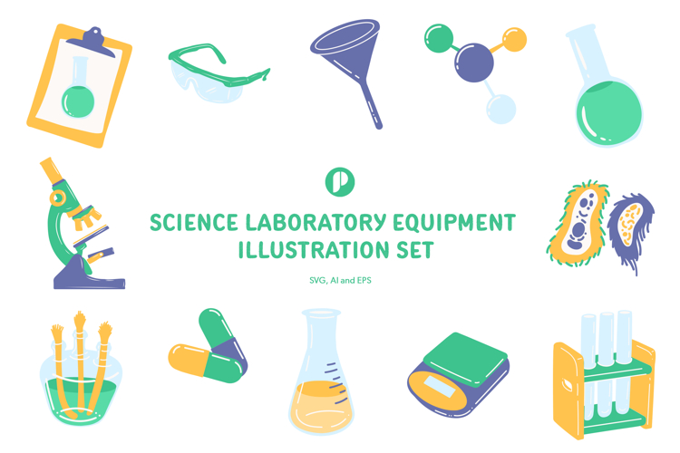 Fun Science Laboratory Equipment Illustration Set