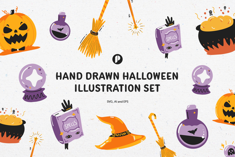 Bubbly Hand Drawn Halloween Illustration Set