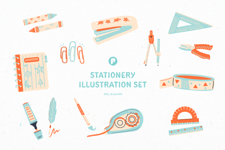 Bright & Cute Stationery Illustration Set