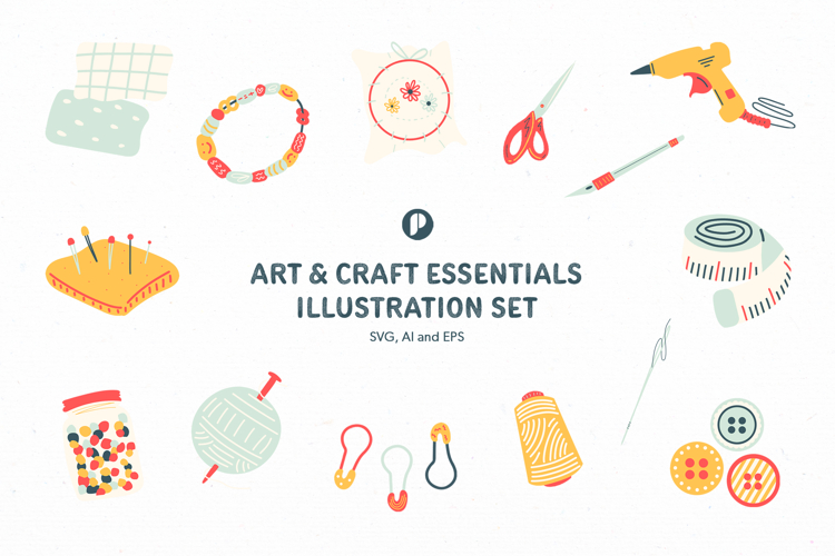 Playful Craft and Art Essentials Illustration Set