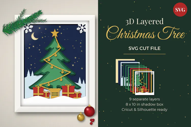 3D Layered Christmas Tree SVG