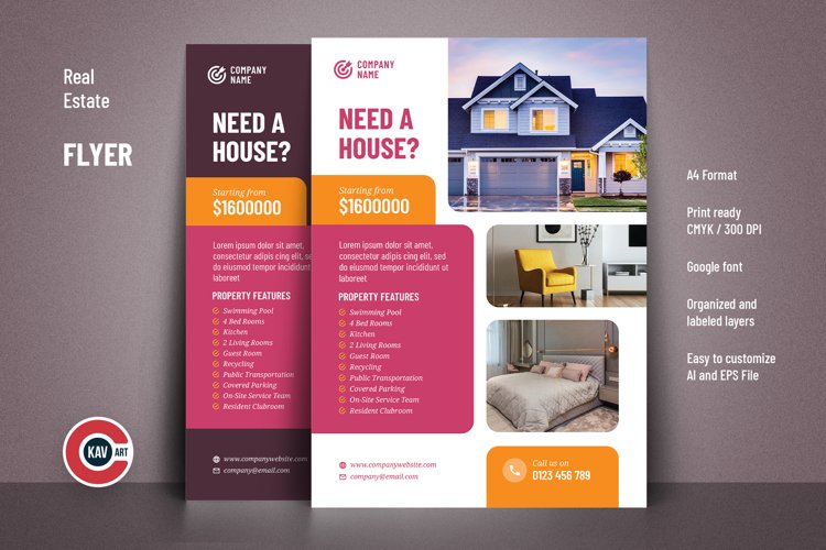 Professional Real Estate Flyer Template example image 1
