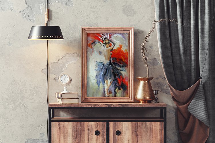 Wooden Picture Frame In Interior Mockup