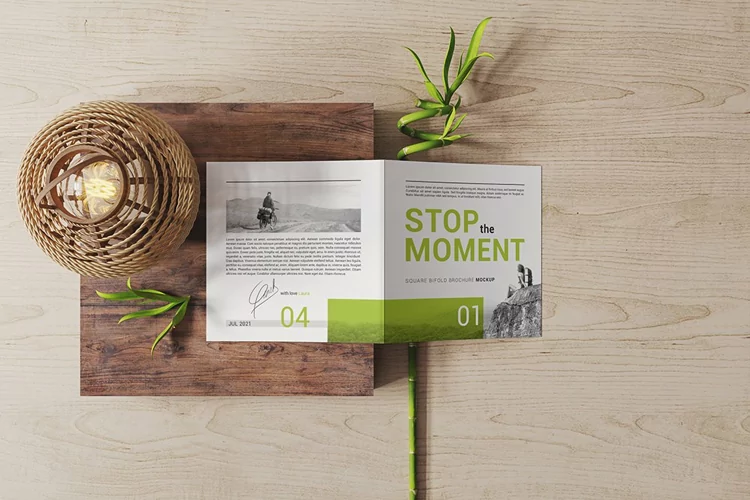 Square Bi-fold Brochure Mockup