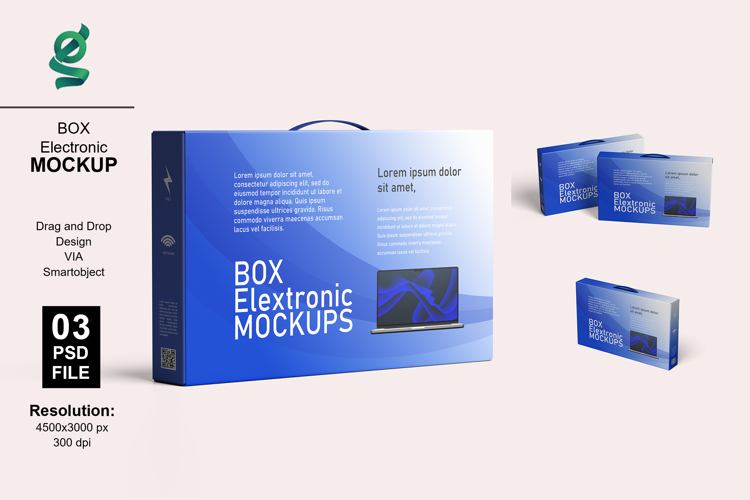 BOX electronic mockups 3D rendering