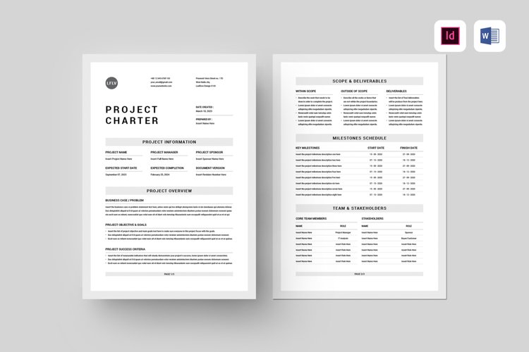 Project Charter | MS Word & Indesign