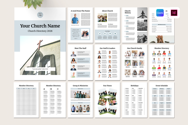 Church Directory Template | Canva & InDesign