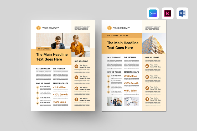 One Pager | Canva, MS Word, InDesign