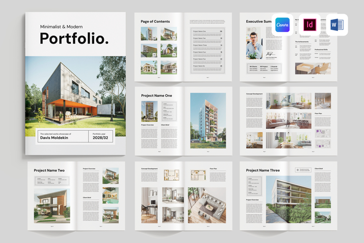 Portfolio Template | Canva, MS Word, InDesign
