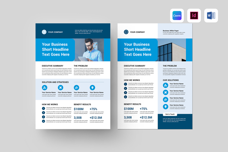 Business One Pager Template | Canva, MS Word, Adobe InDesign