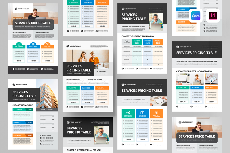 Pricing Table Flyer | Canva & InDesign