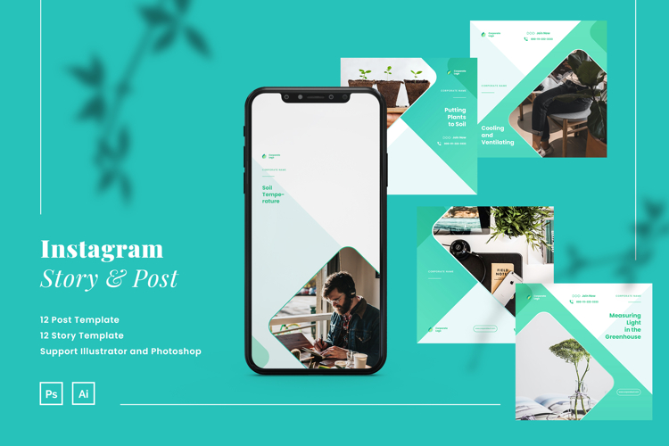 Elegant Corporate Instagram Post & Story Template