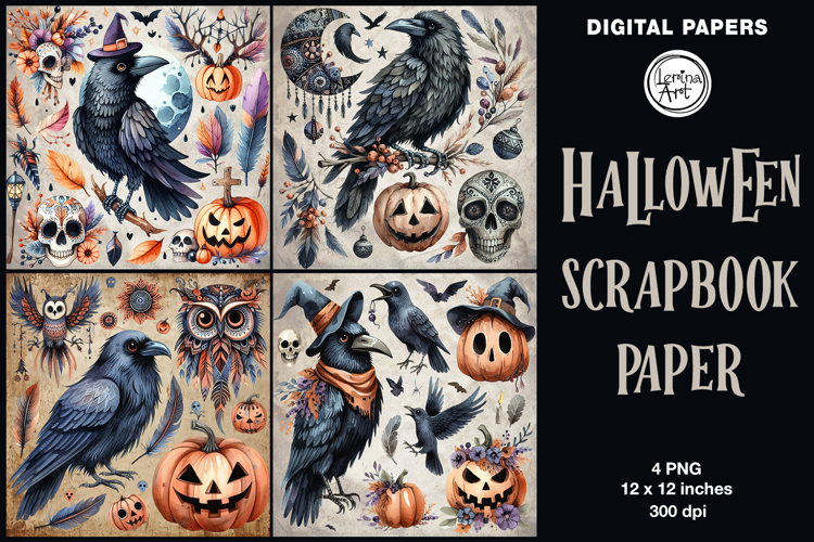Halloween digital papers. Junk Journal page. Scrapbook