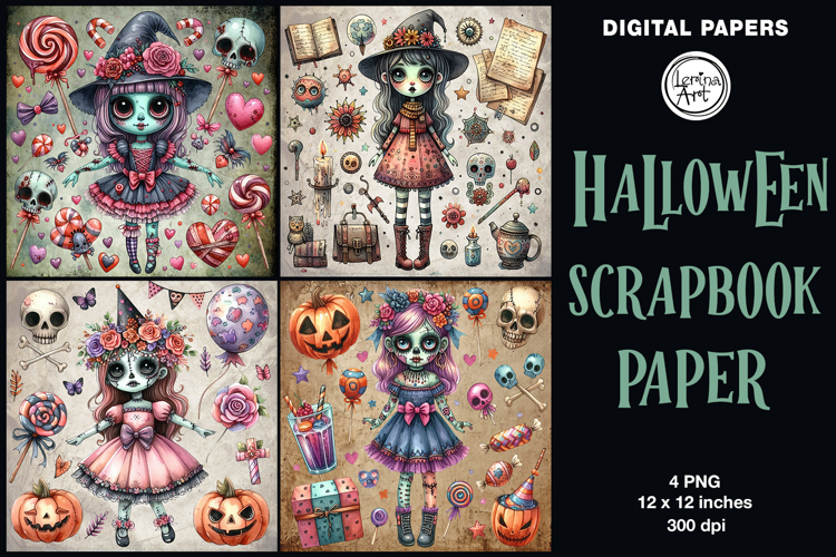 Halloween digital papers. Junk Journal page. Scrapbook