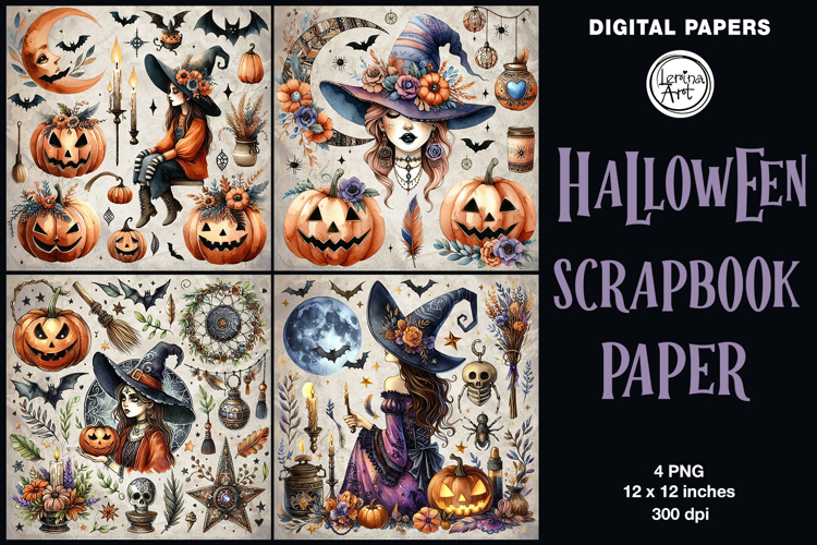Halloween digital papers. Junk Journal page. Scrapbook