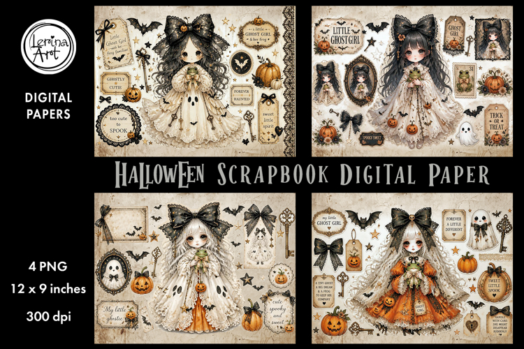 Halloween digital papers. Junk Journal page. Scrapbook