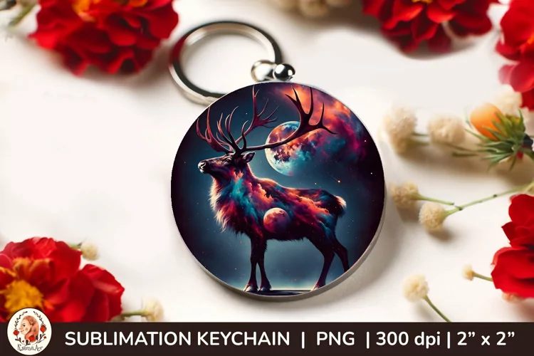 Wild Animal, Round Keychain, 3d keychain, Galaxy