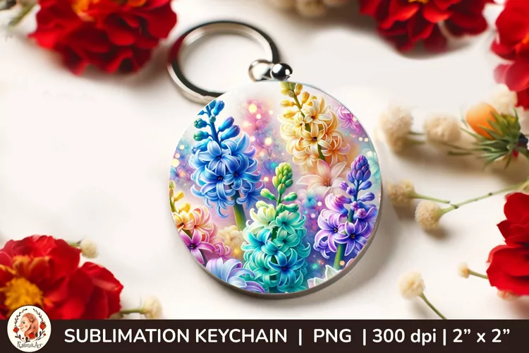 Round Keychain sublimation, 3d keychain, 3D Flowers