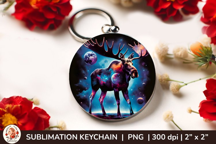Wild Animal, Round Keychain, 3d keychain, Galaxy example image 1