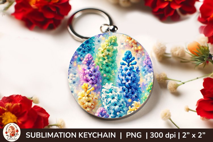 Round Keychain sublimation, 3d keychain, 3D Flowers example image 1