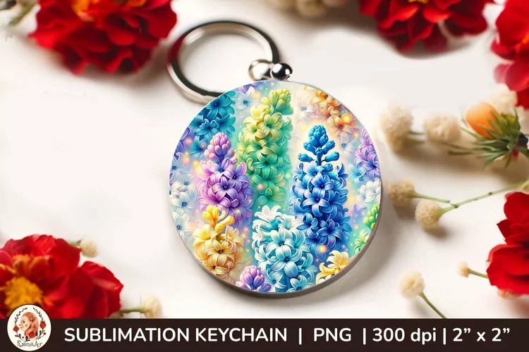 Round Keychain sublimation, 3d keychain, 3D Flowers