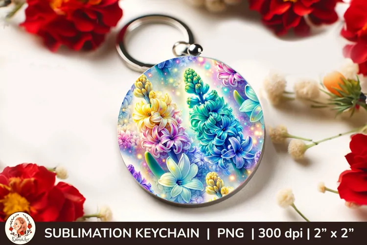 Round Keychain sublimation, 3d keychain, 3D Flowers