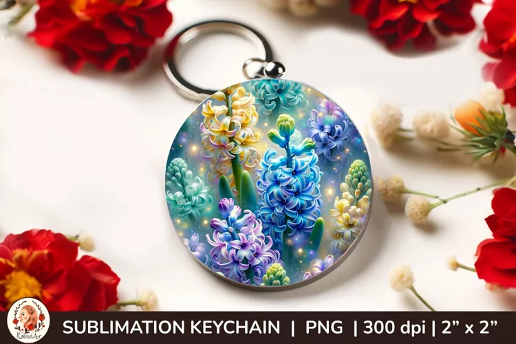 Round Keychain sublimation, 3d keychain, 3D Flowers
