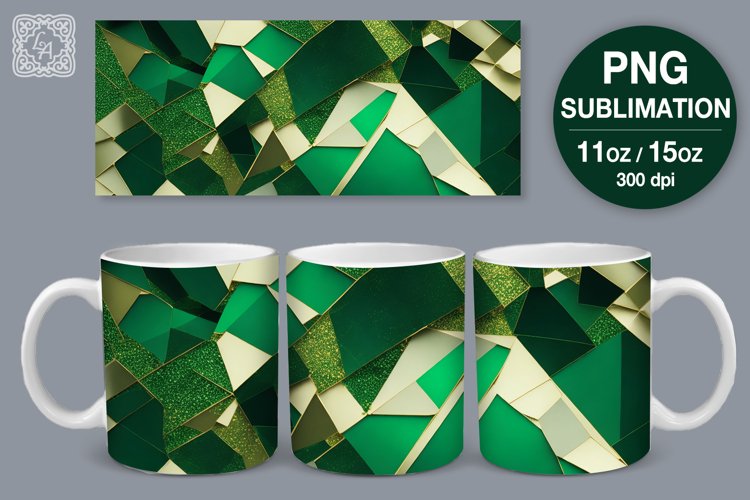 3D Mosaic mug PNG sublimation. 11   15 oz mug wrap