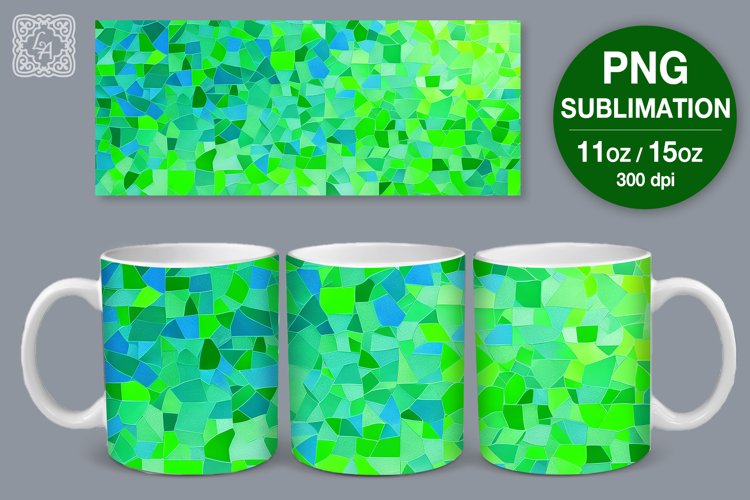 3D Mosaic mug PNG sublimation. 11   15 oz mug wrap