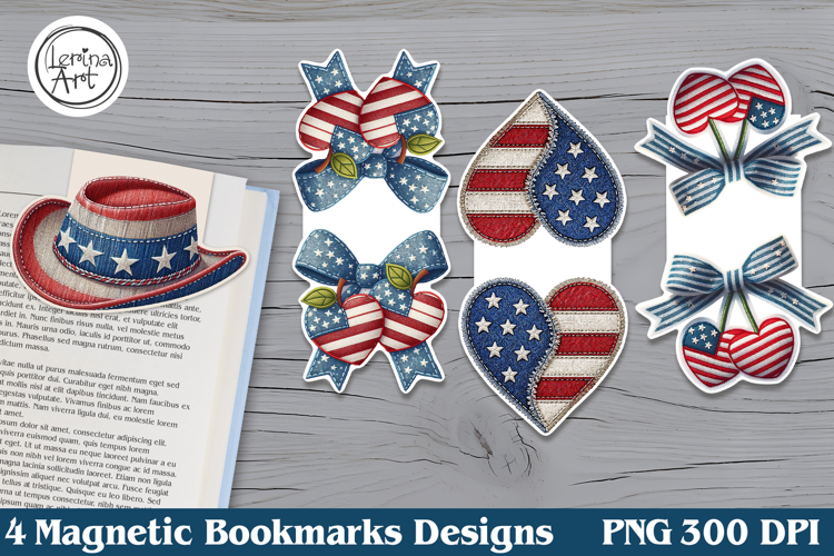 4-th of July Magnetic Bookmarks 4 PNG example image 1