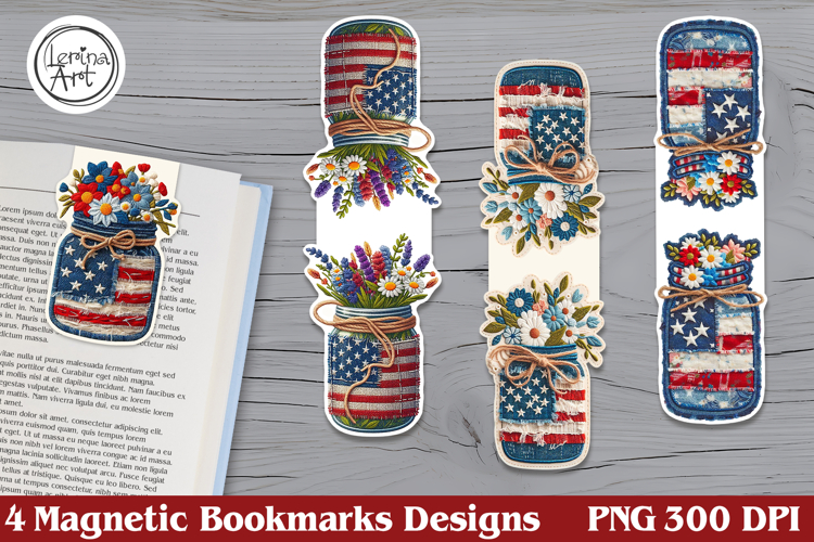 4-th of July Magnetic Bookmarks 4 PNG example image 1