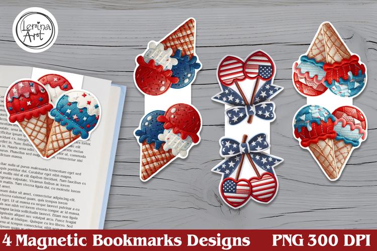 4-th of July Magnetic Bookmarks 4 PNG example image 1