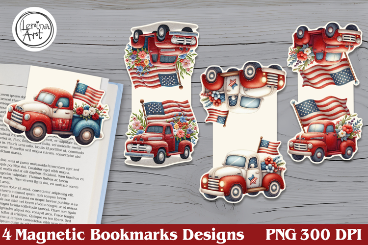 4-th of July Magnetic Bookmarks 4 PNG example image 1