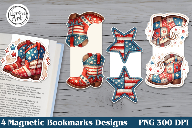 4-th of July Magnetic Bookmarks 4 PNG example image 1