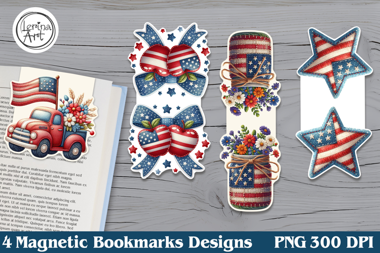 4-th of July Magnetic Bookmarks 4 PNG example image 1