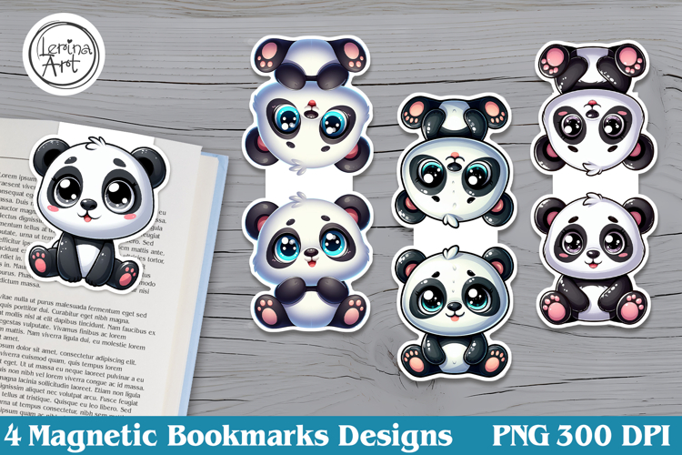 Cute Panda Magnetic Bookmarks 4 PNG