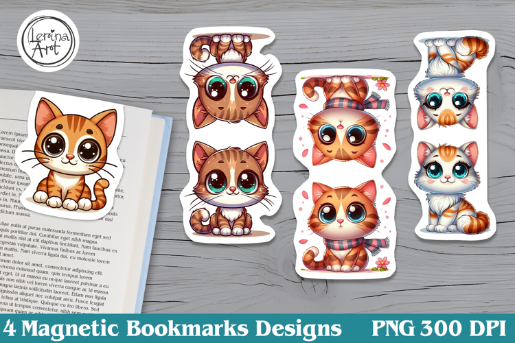 Cute Kitty Magnetic Bookmarks 4 PNG