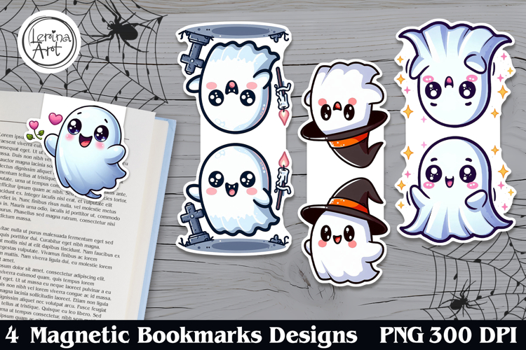 Cute Ghost / Halloween Magnetic Bookmarks 4 PNG