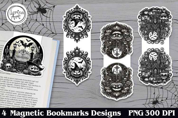 Gothic / Halloween Magnetic Bookmarks 4 PNG