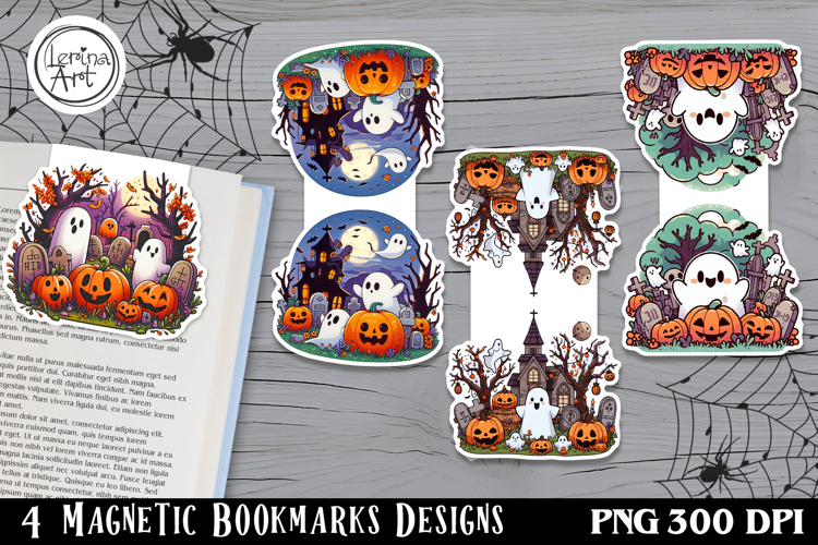 Cute Ghosts / Halloween Magnetic Bookmarks 4 PNG