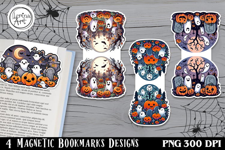 Cute Ghosts / Halloween Magnetic Bookmarks 4 PNG