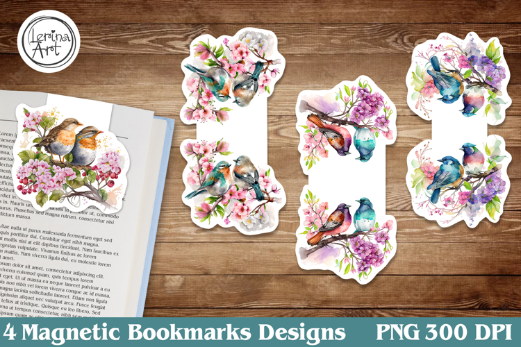 Spring Birds Magnetic Bookmarks 4 PNG