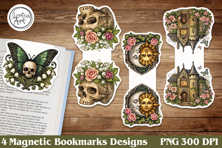 Vintage Magnetic Bookmarks 4 PNG
